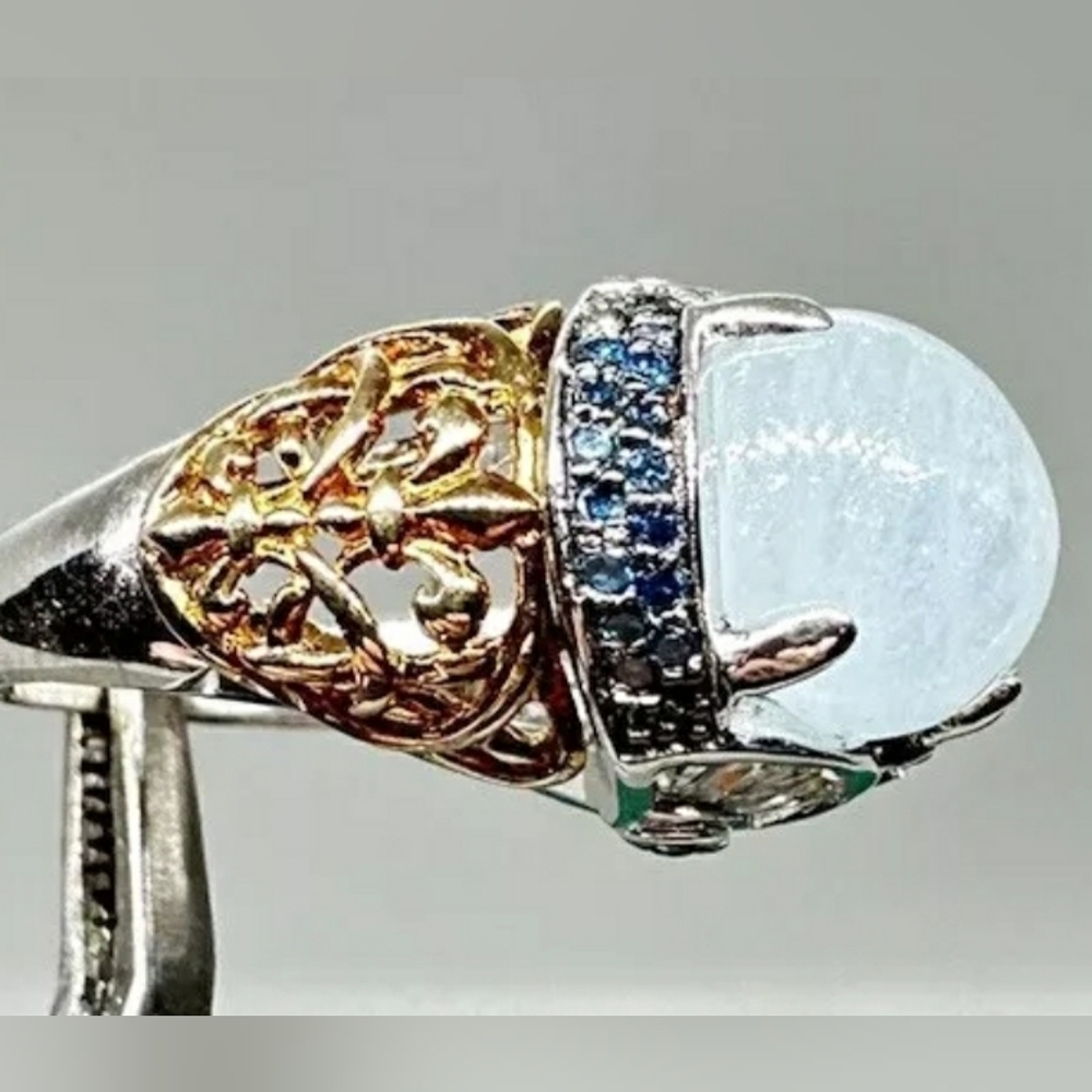Host Pick Beautiful Victoria Wieck Genuine Milky Aquamarine & blue diamond Ring - Picture 5 of 10